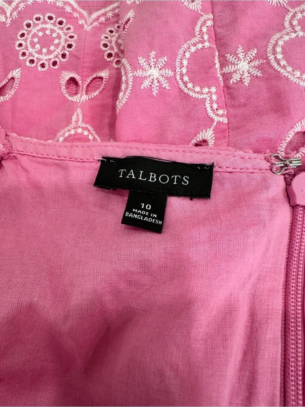 Talbots short sleeve Women’s Pink Eyelet Shift Dress Sz 10 - Picture 5 of 5